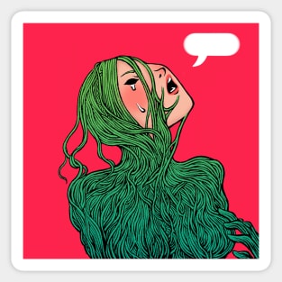 Green hair Sticker